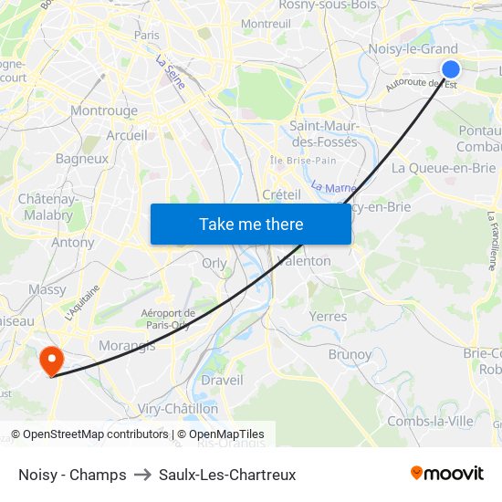 Noisy - Champs to Saulx-Les-Chartreux map