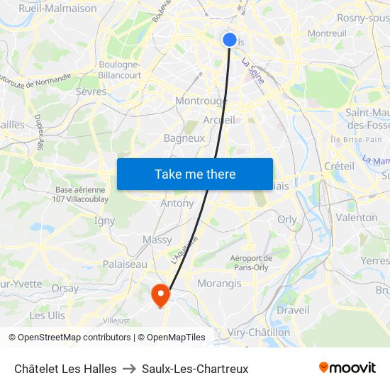 Châtelet Les Halles to Saulx-Les-Chartreux map