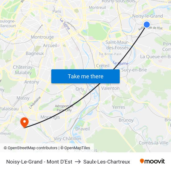 Noisy-Le-Grand - Mont D'Est to Saulx-Les-Chartreux map