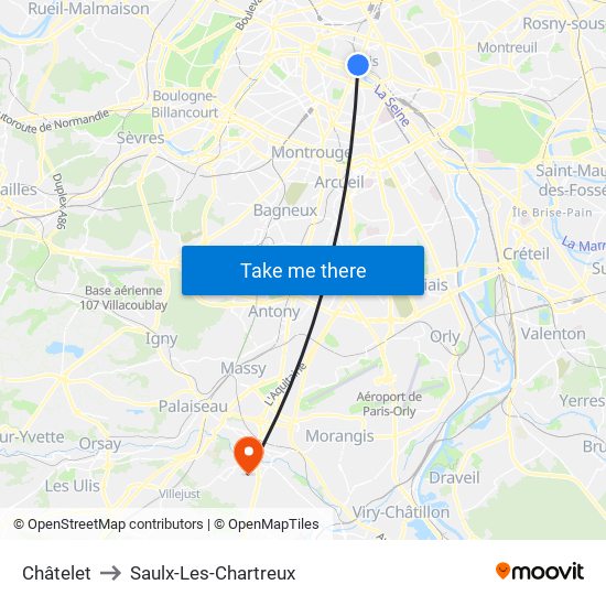 Châtelet to Saulx-Les-Chartreux map