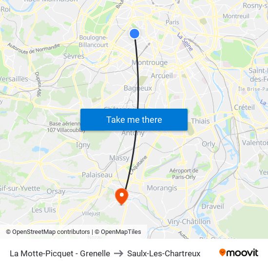 La Motte-Picquet - Grenelle to Saulx-Les-Chartreux map