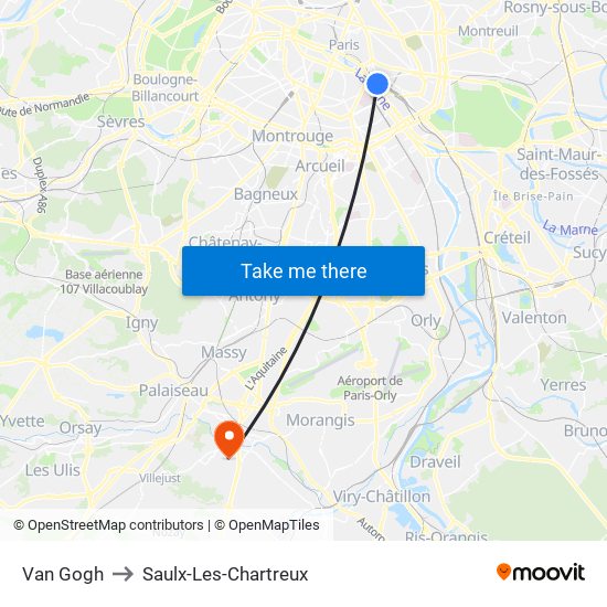 Van Gogh to Saulx-Les-Chartreux map