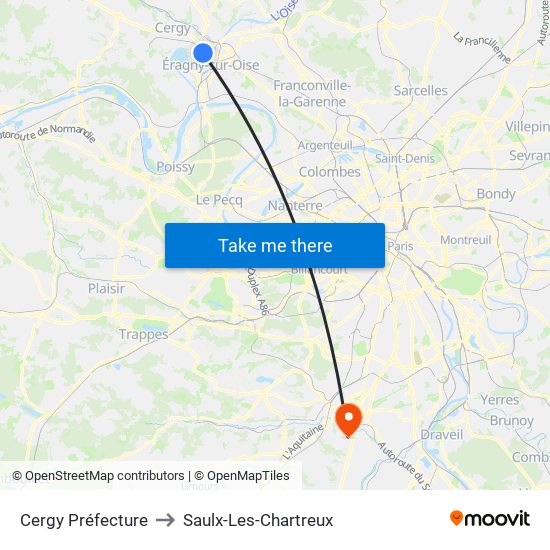 Cergy Préfecture to Saulx-Les-Chartreux map