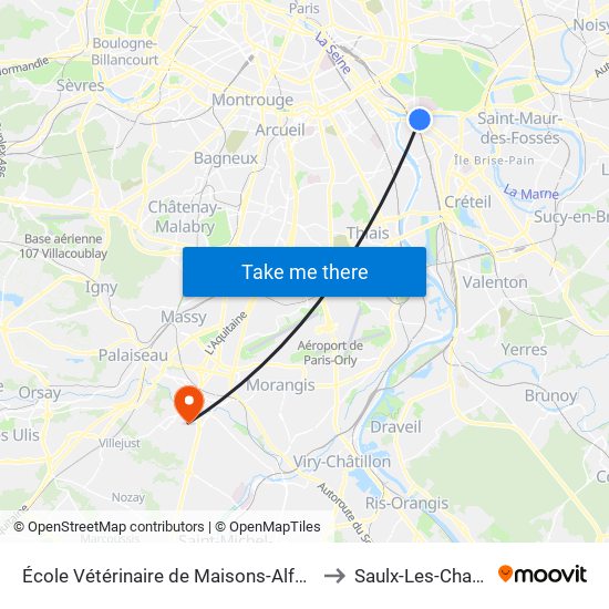 École Vétérinaire de Maisons-Alfort - Métro to Saulx-Les-Chartreux map