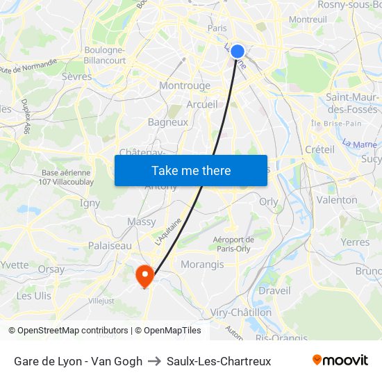 Gare de Lyon - Van Gogh to Saulx-Les-Chartreux map