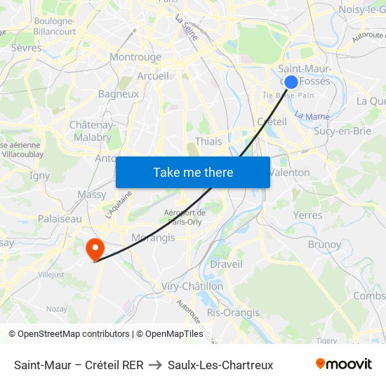 Saint-Maur – Créteil RER to Saulx-Les-Chartreux map