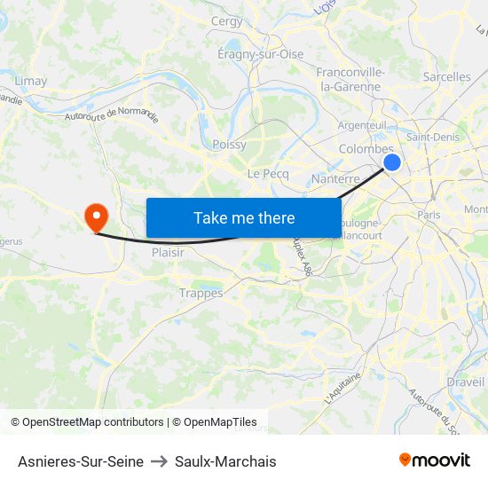 Asnieres-Sur-Seine to Saulx-Marchais map