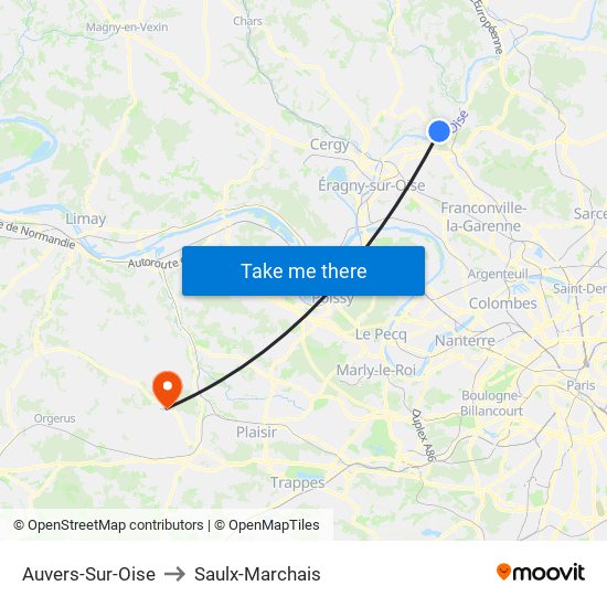 Auvers-Sur-Oise to Saulx-Marchais map
