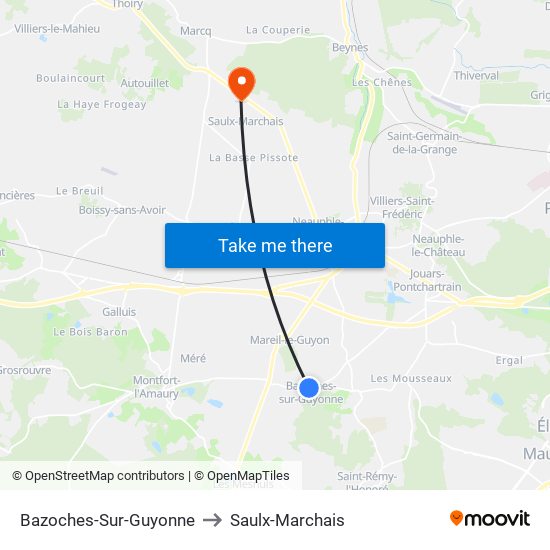 Bazoches-Sur-Guyonne to Saulx-Marchais map