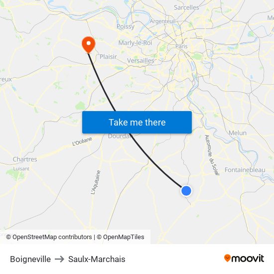 Boigneville to Saulx-Marchais map