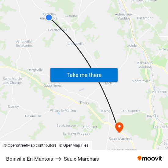 Boinville-En-Mantois to Saulx-Marchais map