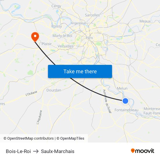 Bois-Le-Roi to Saulx-Marchais map