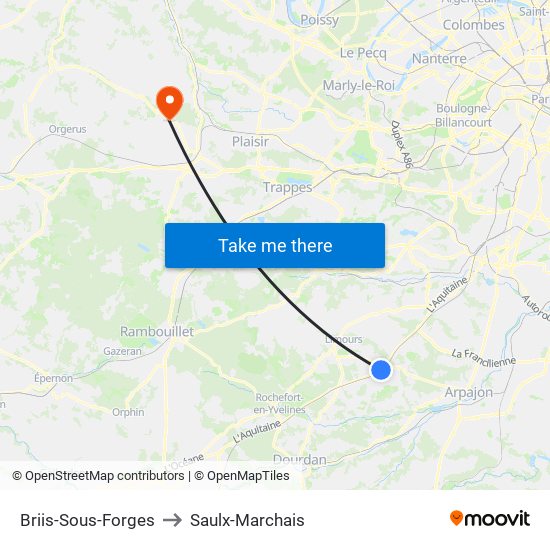 Briis-Sous-Forges to Saulx-Marchais map