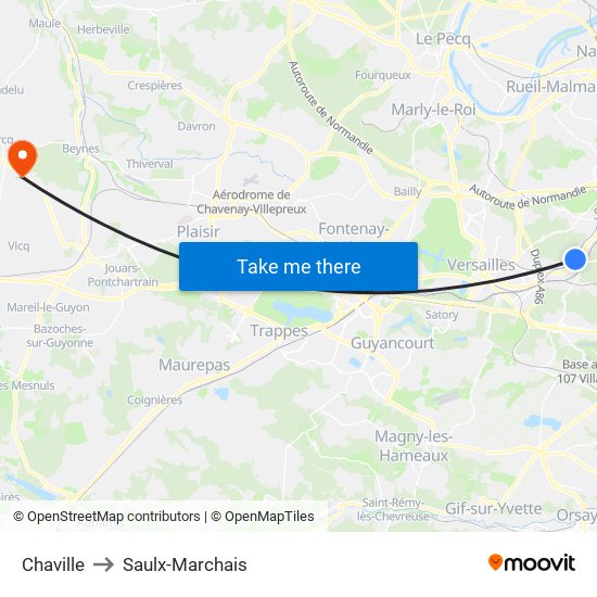 Chaville to Saulx-Marchais map