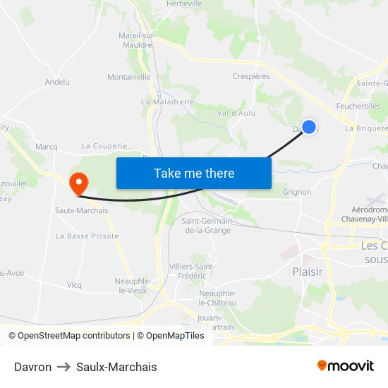 Davron to Saulx-Marchais map