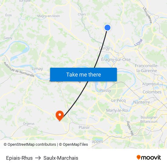 Epiais-Rhus to Saulx-Marchais map