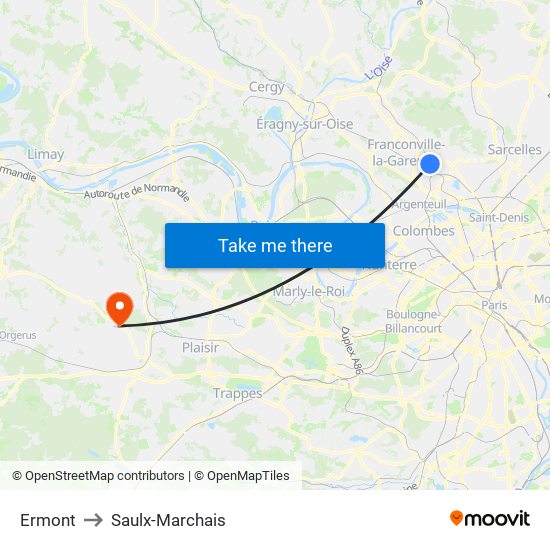Ermont to Saulx-Marchais map