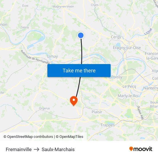 Fremainville to Saulx-Marchais map