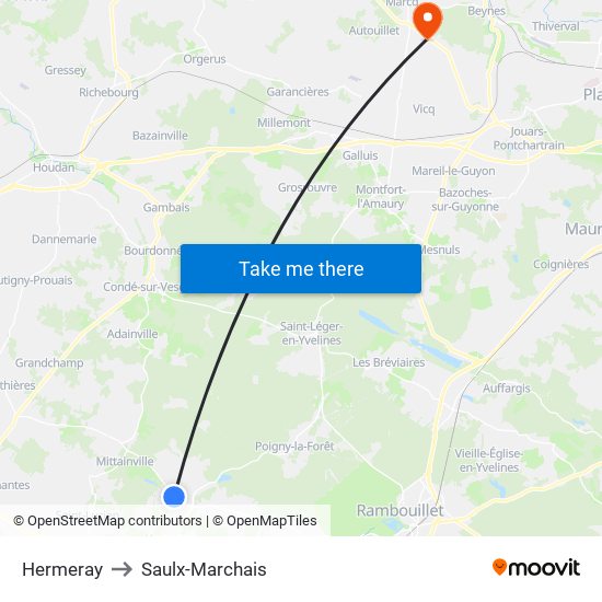 Hermeray to Saulx-Marchais map