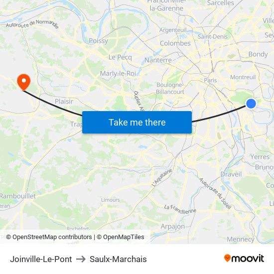 Joinville-Le-Pont to Saulx-Marchais map