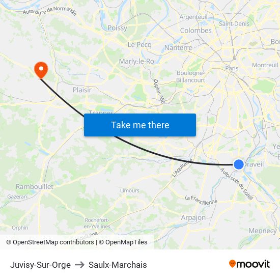 Juvisy-Sur-Orge to Saulx-Marchais map