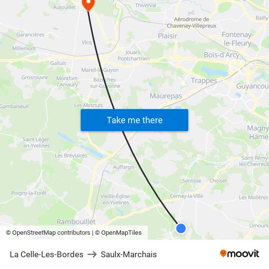 La Celle-Les-Bordes to Saulx-Marchais map