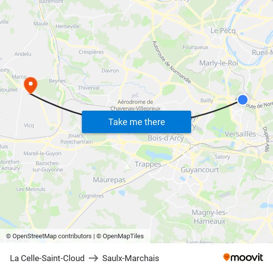La Celle-Saint-Cloud to Saulx-Marchais map