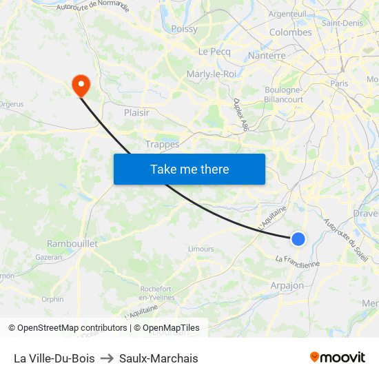 La Ville-Du-Bois to Saulx-Marchais map