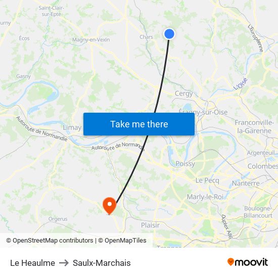 Le Heaulme to Saulx-Marchais map