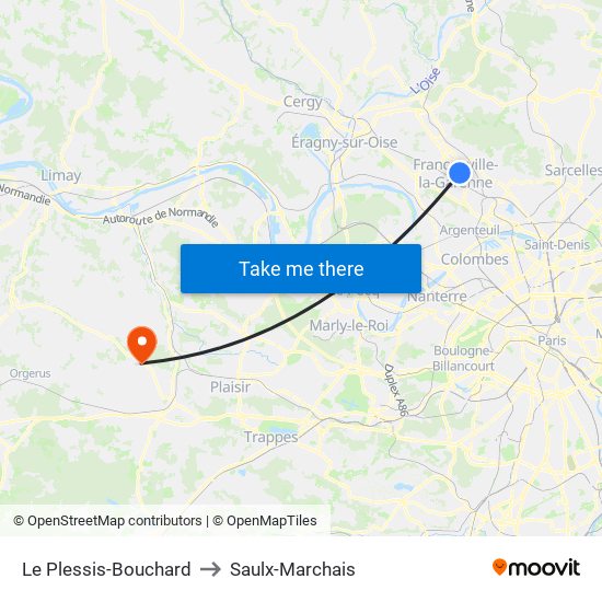 Le Plessis-Bouchard to Saulx-Marchais map