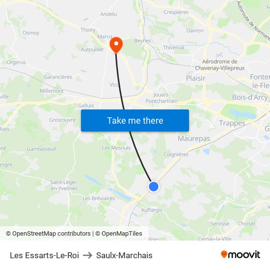 Les Essarts-Le-Roi to Saulx-Marchais map