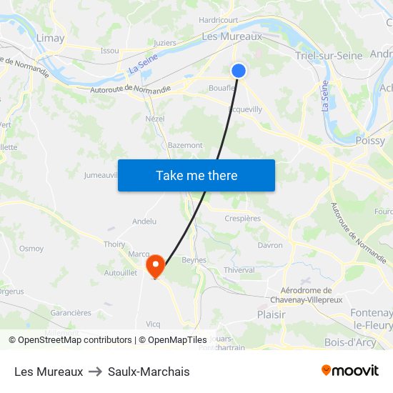 Les Mureaux to Saulx-Marchais map