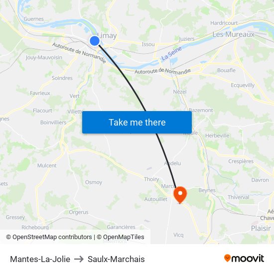 Mantes-La-Jolie to Saulx-Marchais map