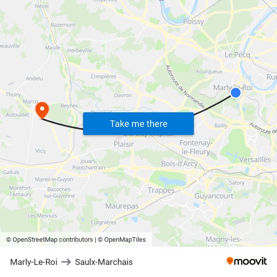 Marly-Le-Roi to Saulx-Marchais map