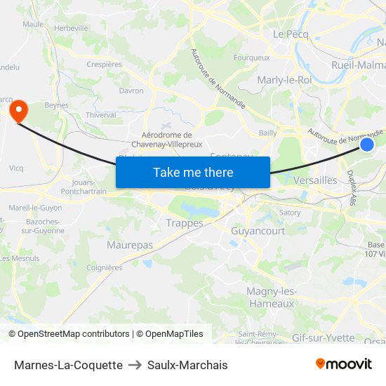 Marnes-La-Coquette to Saulx-Marchais map