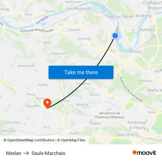 Medan to Saulx-Marchais map