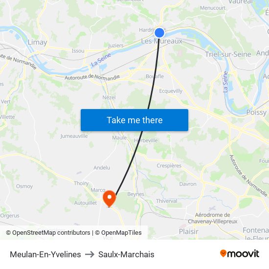 Meulan-En-Yvelines to Saulx-Marchais map