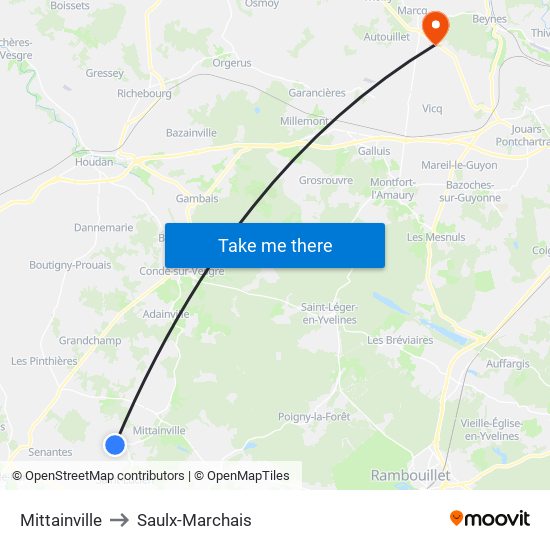 Mittainville to Saulx-Marchais map