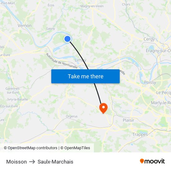 Moisson to Saulx-Marchais map