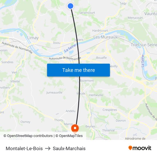 Montalet-Le-Bois to Saulx-Marchais map
