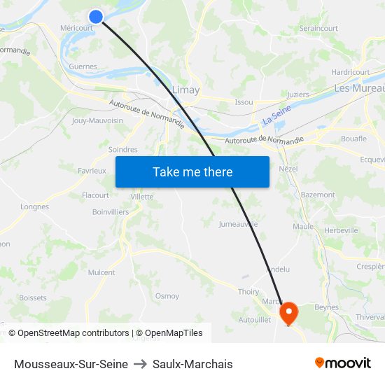 Mousseaux-Sur-Seine to Saulx-Marchais map