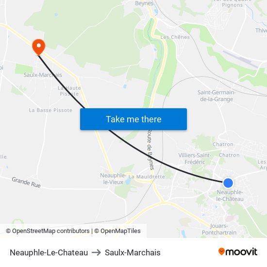 Neauphle-Le-Chateau to Saulx-Marchais map