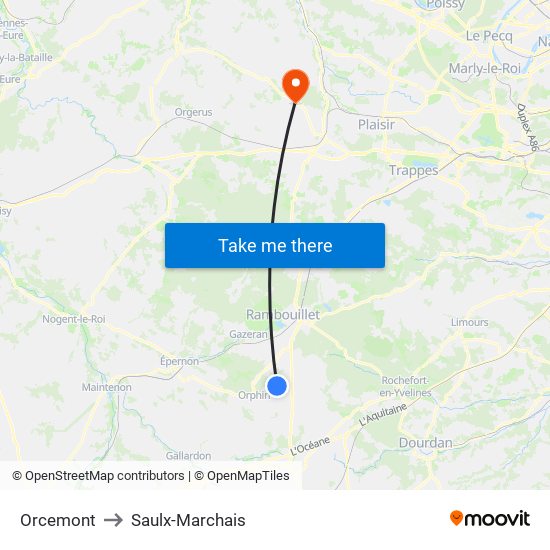 Orcemont to Saulx-Marchais map