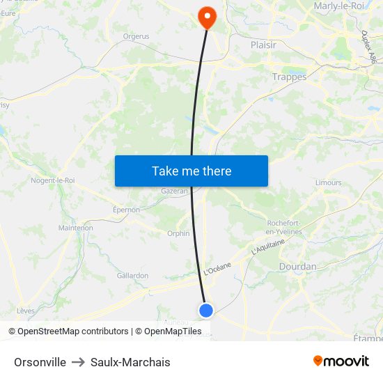 Orsonville to Saulx-Marchais map