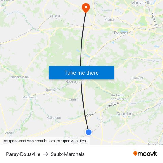 Paray-Douaville to Saulx-Marchais map