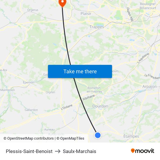 Plessis-Saint-Benoist to Saulx-Marchais map