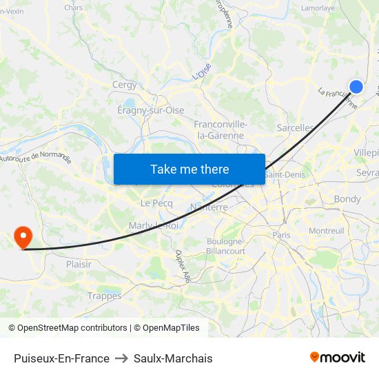 Puiseux-En-France to Saulx-Marchais map
