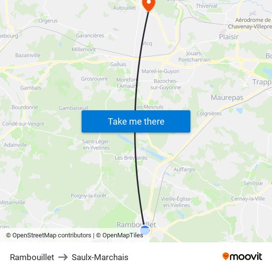 Rambouillet to Saulx-Marchais map