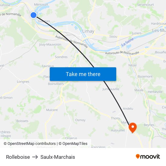 Rolleboise to Saulx-Marchais map