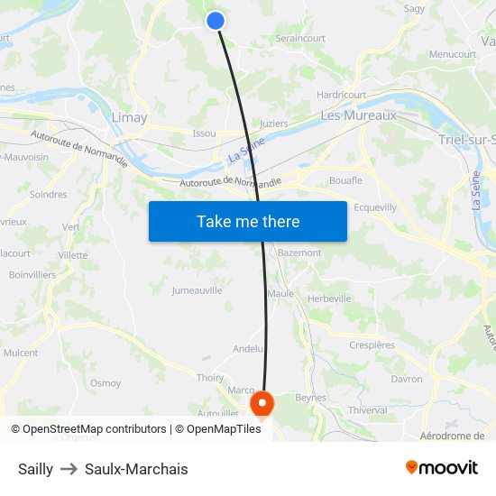 Sailly to Saulx-Marchais map